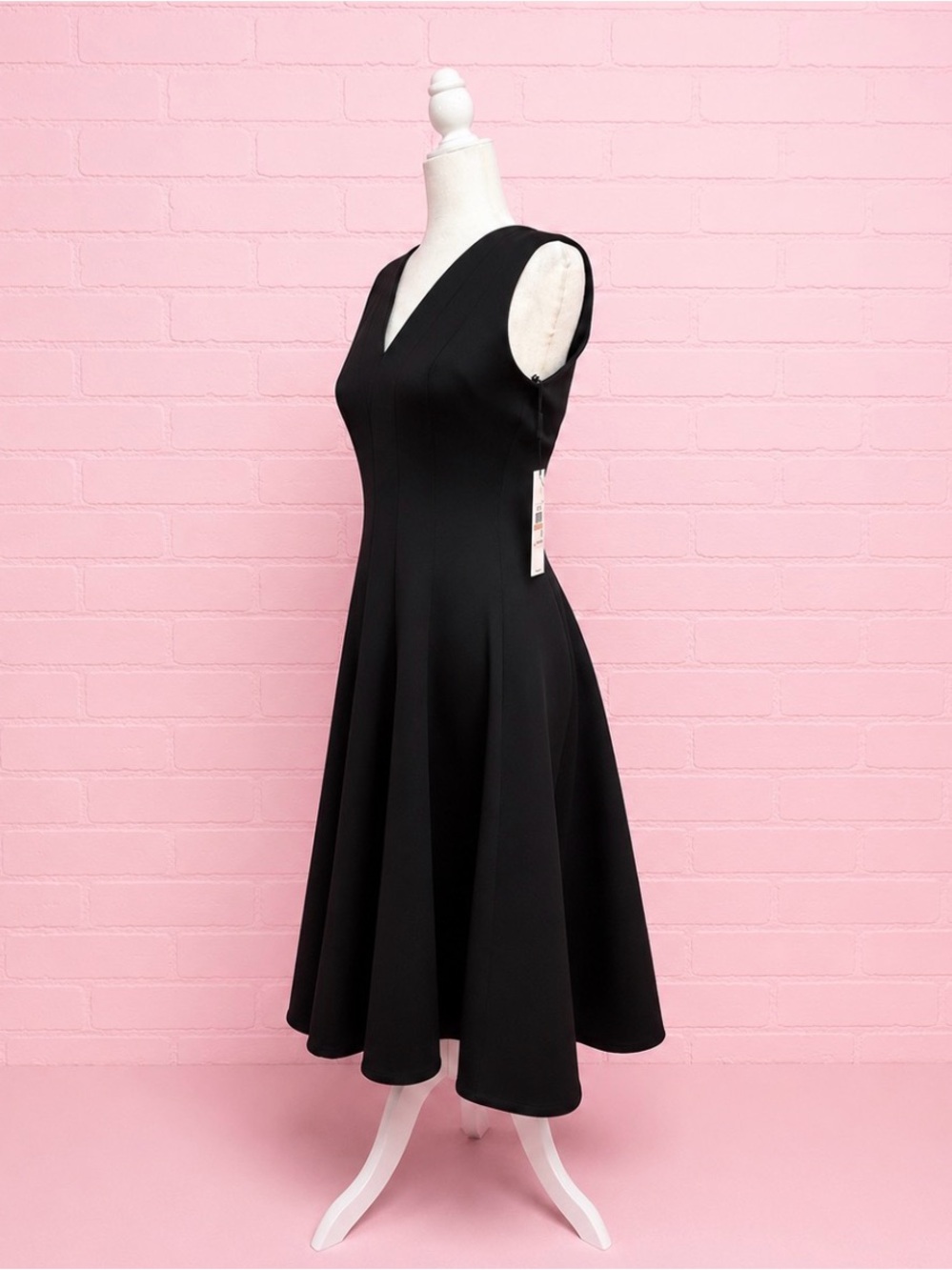 Calvin Klein Black V-Neck Fit-and-Flare Dress - Picture 4 of 9